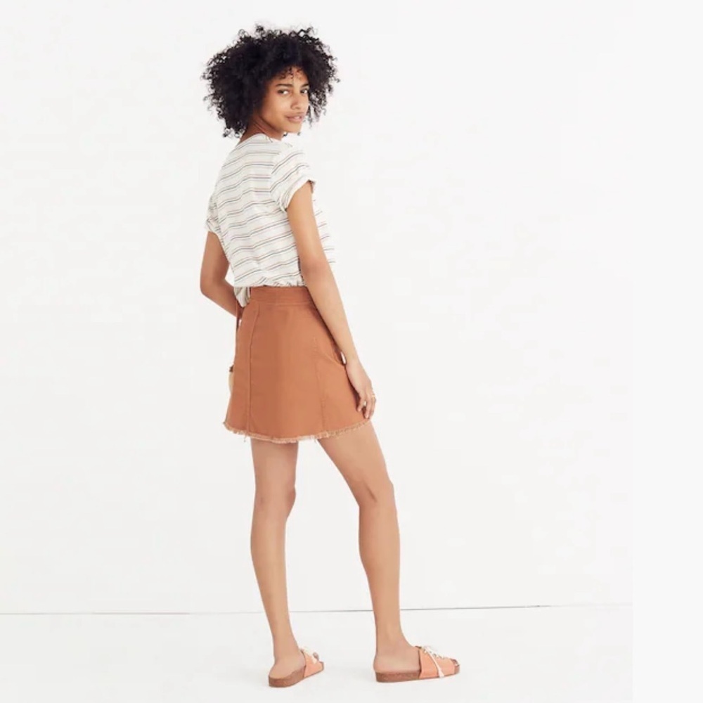 Madewell High Waist Snap Mini Skirt in Rust Brown Womens Size 6 Preppy Y2K - Picture 3 of 9